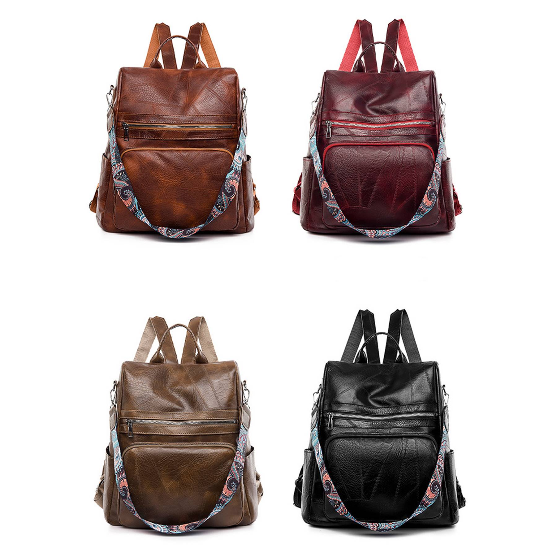 Polyurethane Women Waterproof Purse Travel Backpack 4