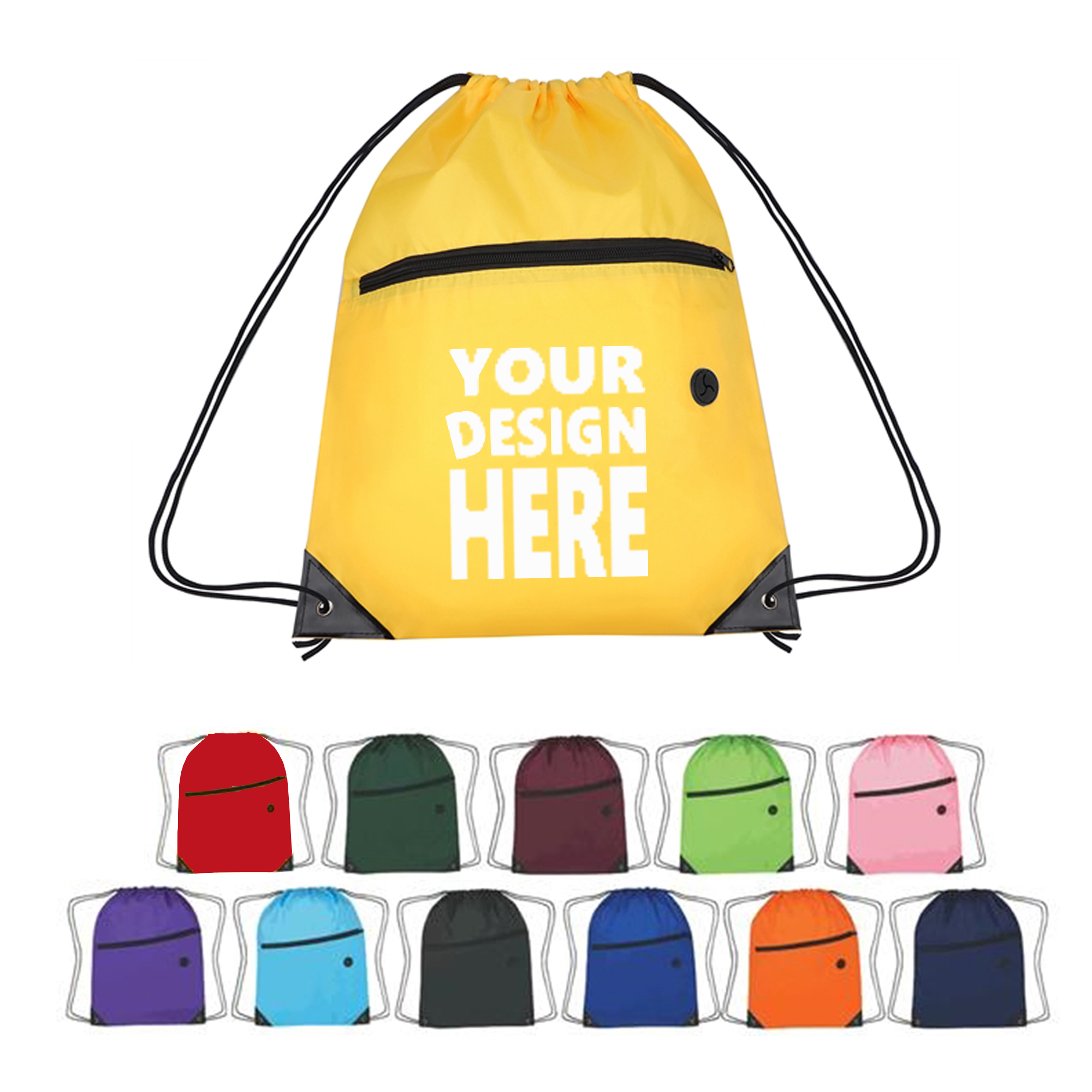 Drawstring backpack With Front Zipper 2