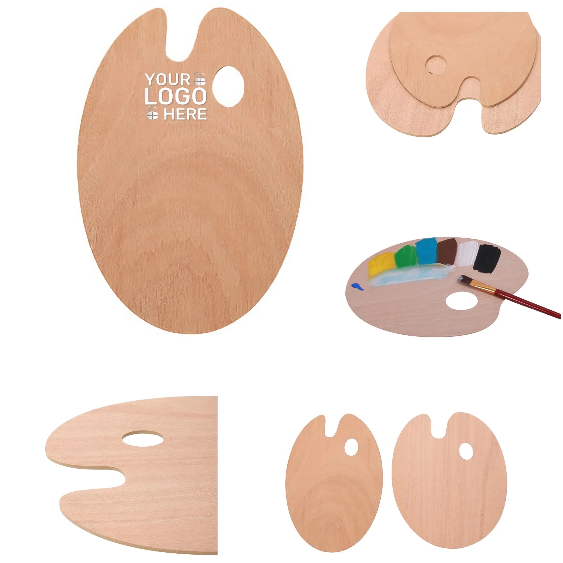 Wooden Oval-Shaped Artist Painting Palette 2