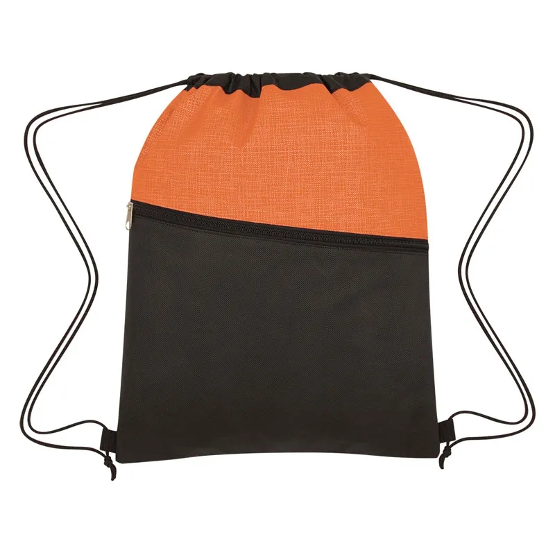 Crosshatch Two-Tone Non-Woven Drawstring Bag 1