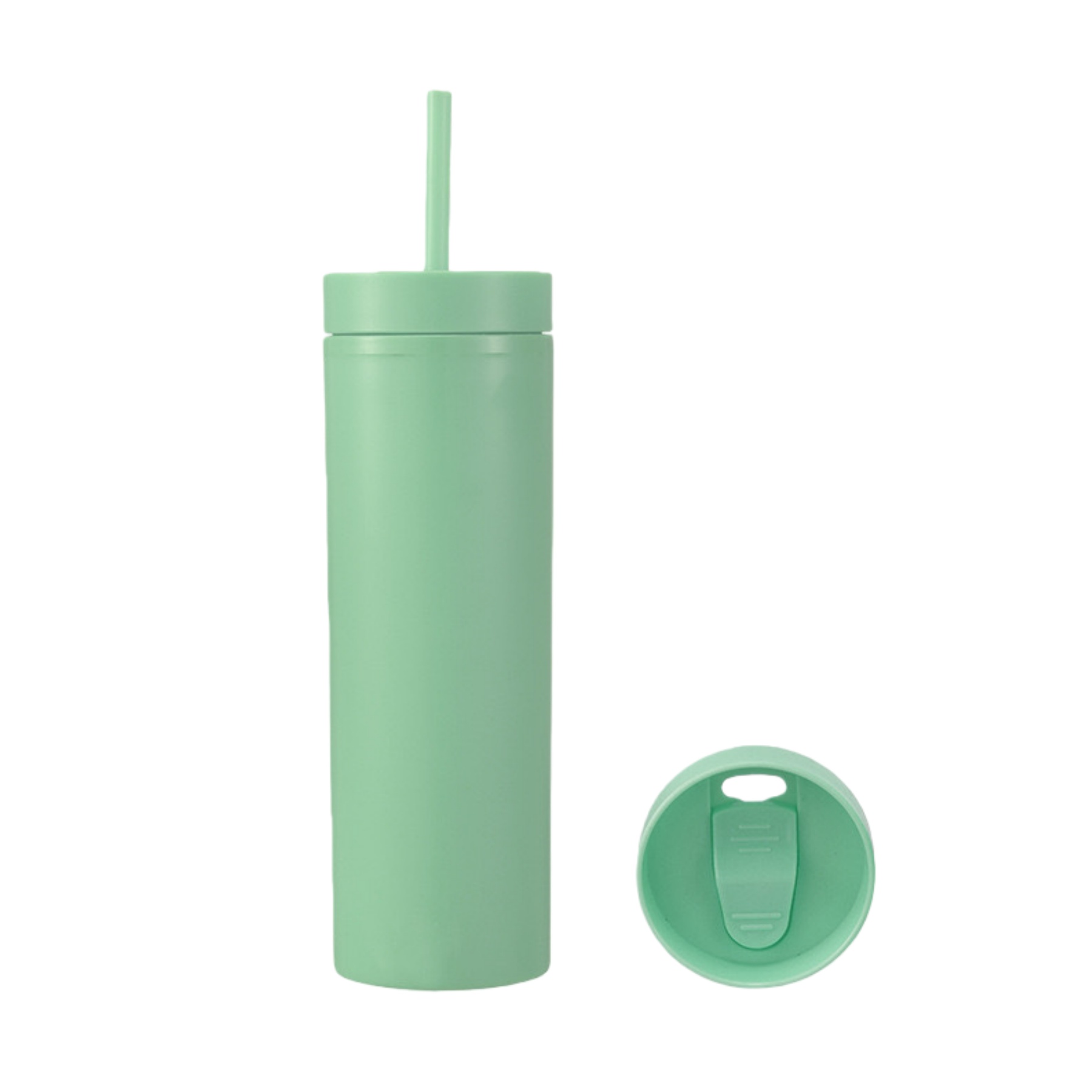 Double-layered Plastic Straight Cup With Straw 3