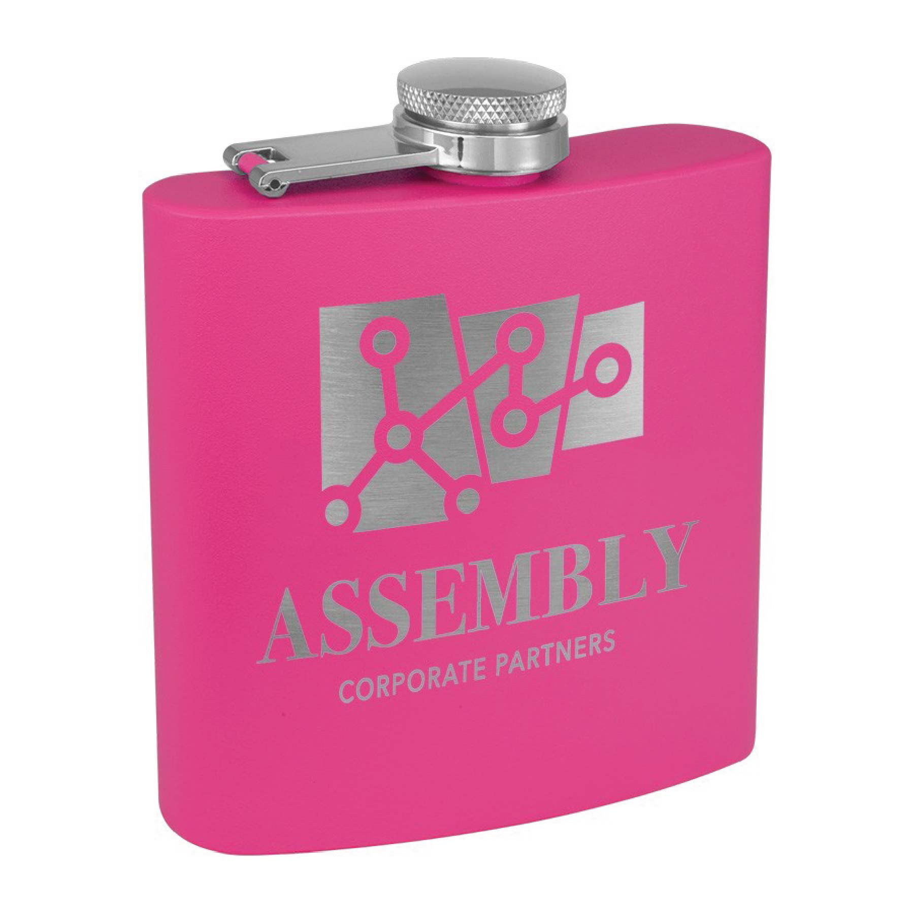 6oz. Matte Pink Powder Coated Stainless Steel Flask 2