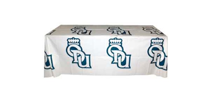 6' Flat, 3 Sided Recyclable White Plastic 1 Color Step and Repeat Table Cover 2