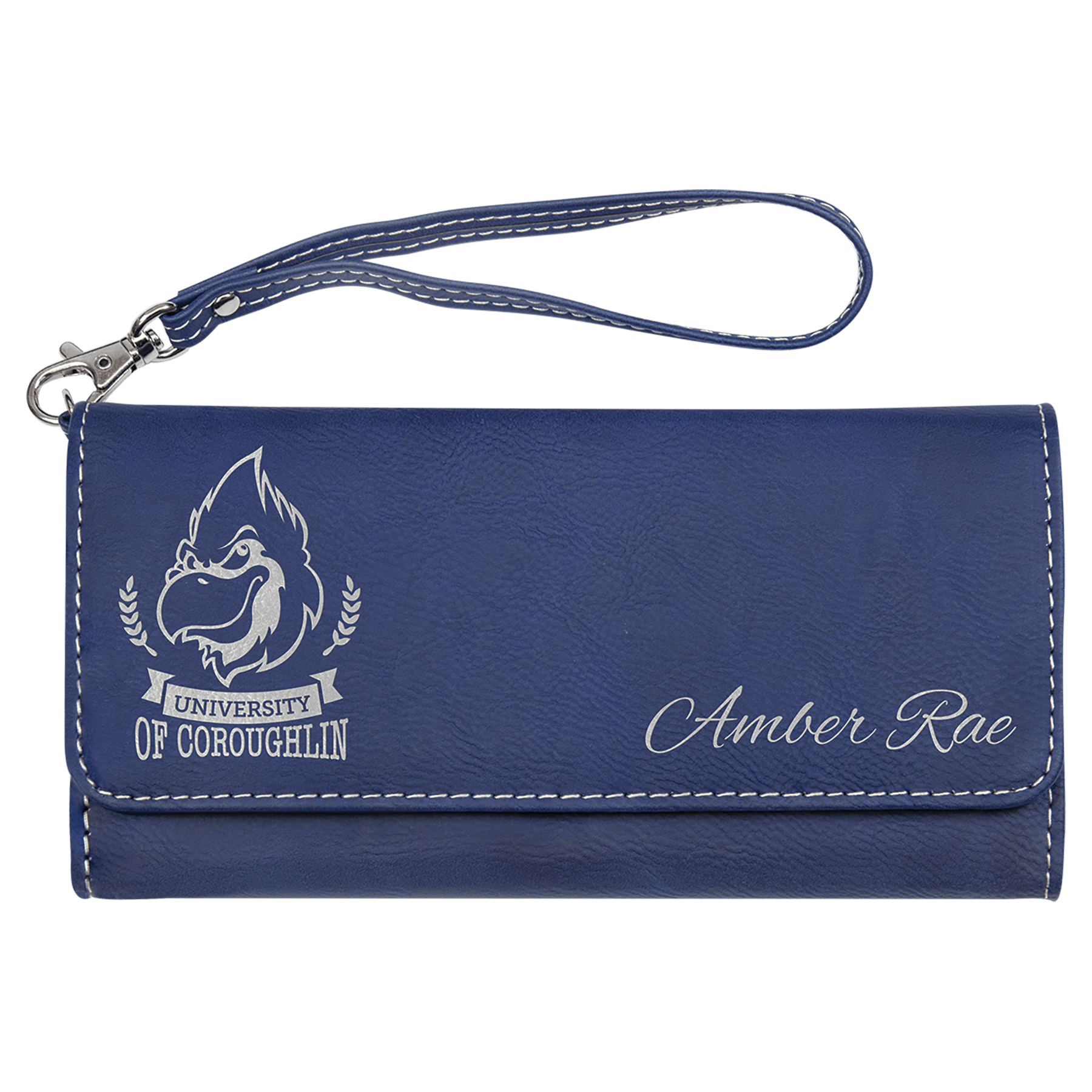 7 1/2" X 4" Laserable Leatherette Wallet With Strap 1