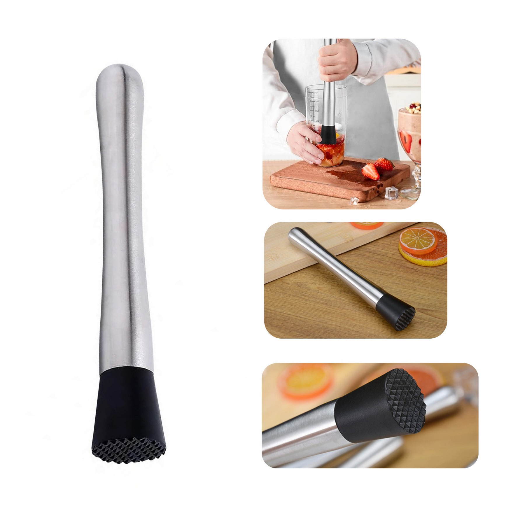 8.2" Stainless Steel Cocktail Muddler Lemon Hammer 3