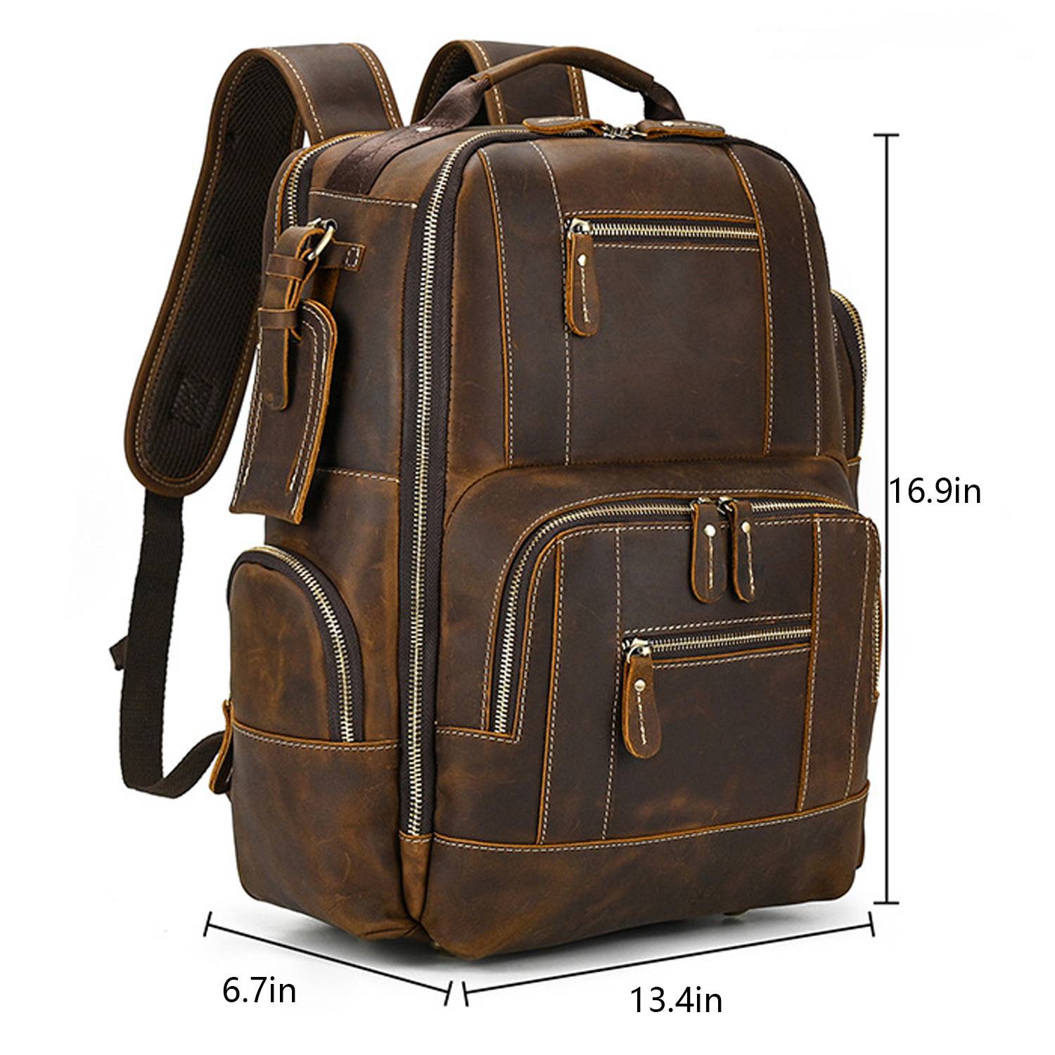Large Capacity Leather Travel Retro Men's Backpack 5