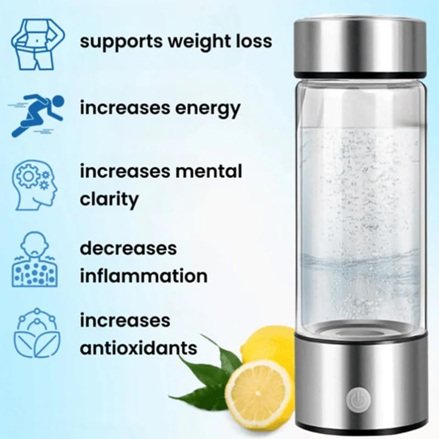 15Oz Portable Hydrogen Water Ionizer Bottle 2