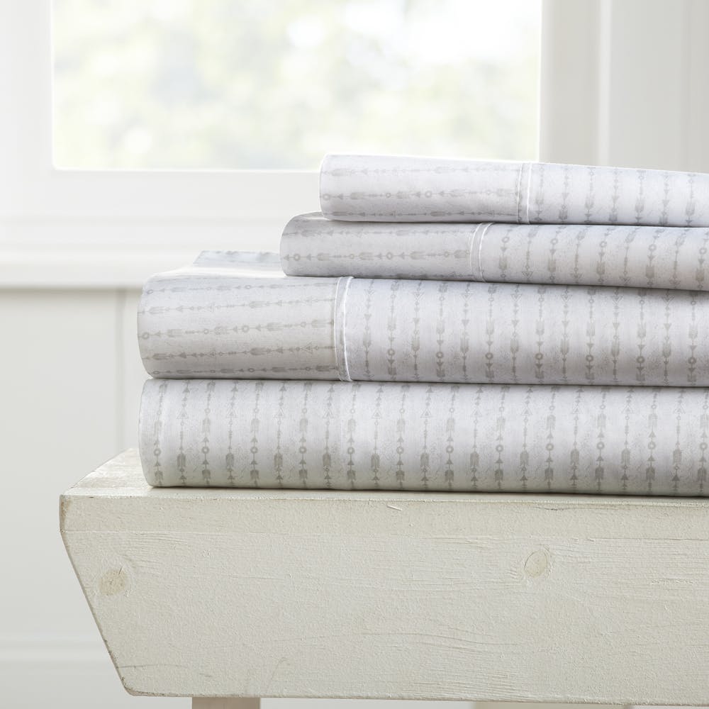 Bed Sheet Sets - Gray Queen Arrow Design 4 Set 2