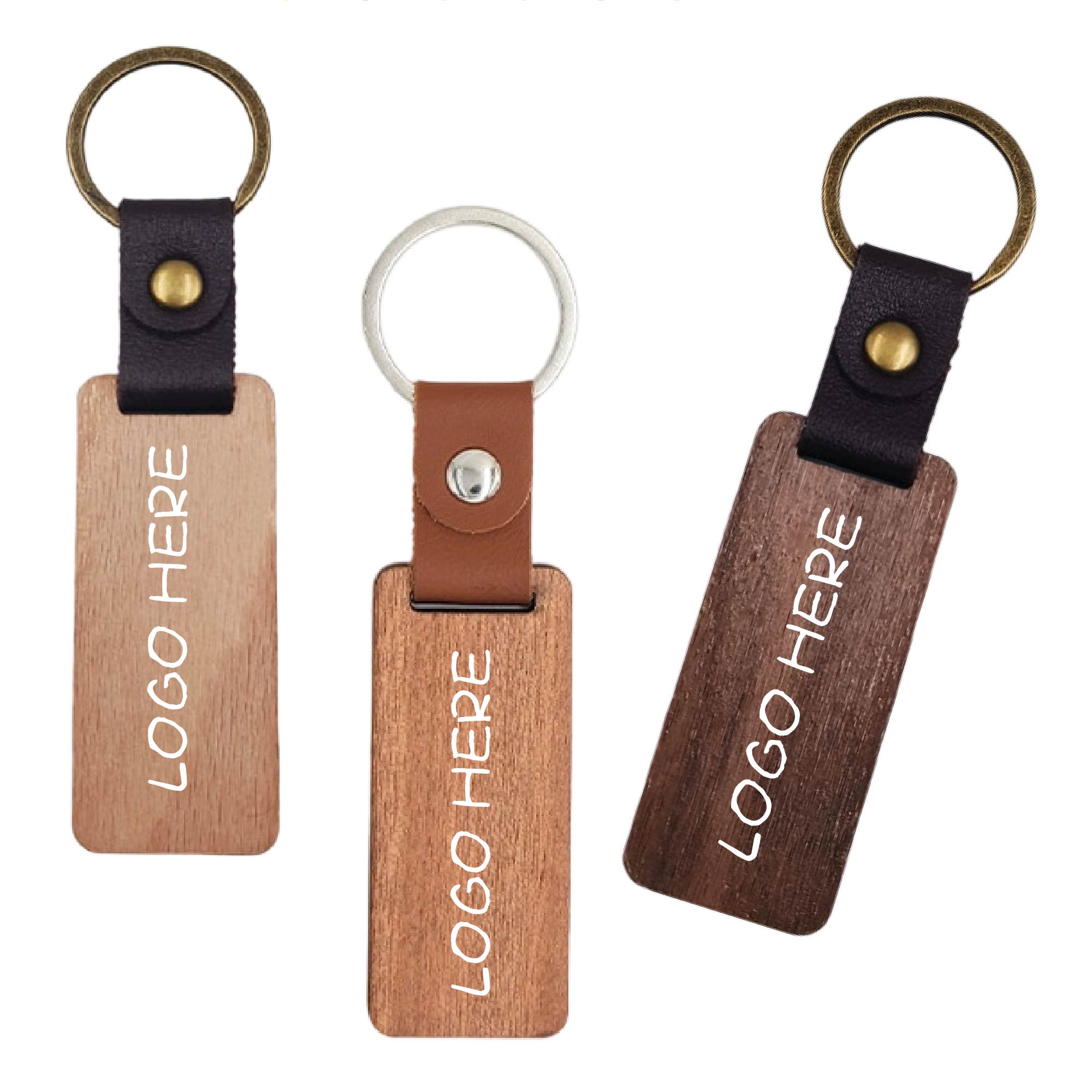 Leather Wood Keychain 2