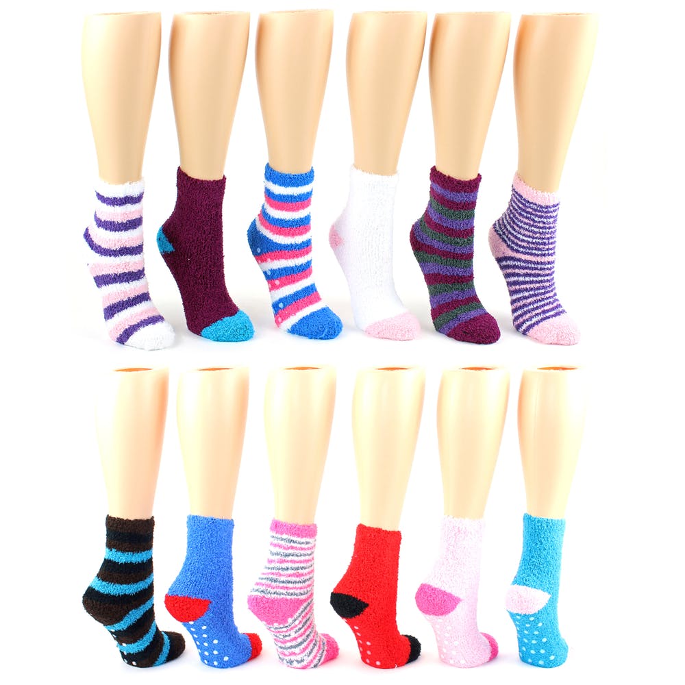 Women's Fuzzy Socks - Size 9-11 with Grips 3