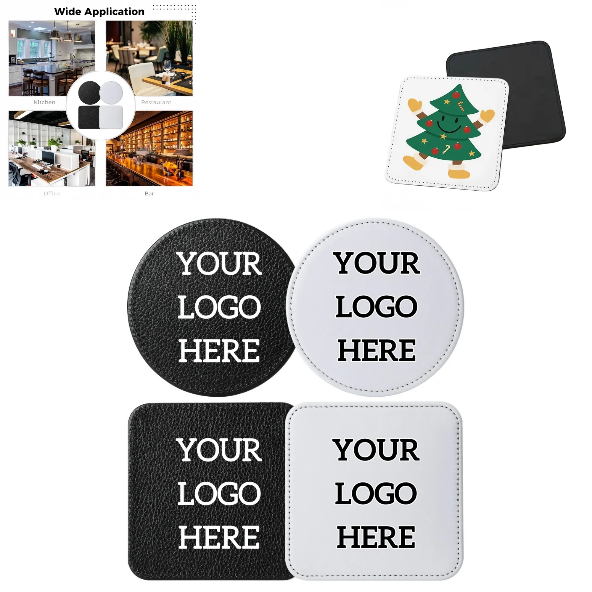 Premium PU Leather Coaster with Sewn Edge 3