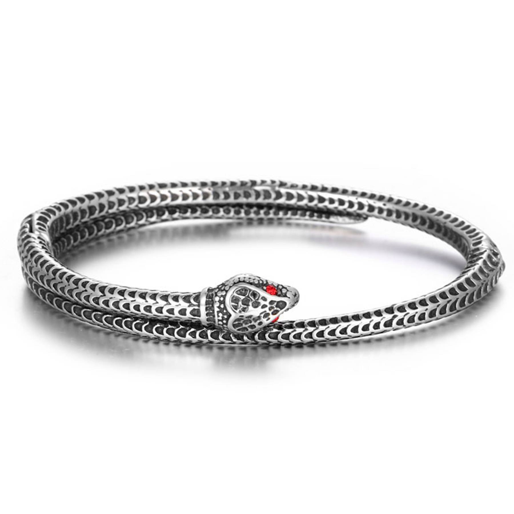 Stainless Steel Serpentine statement vintage ruby bracelet 3