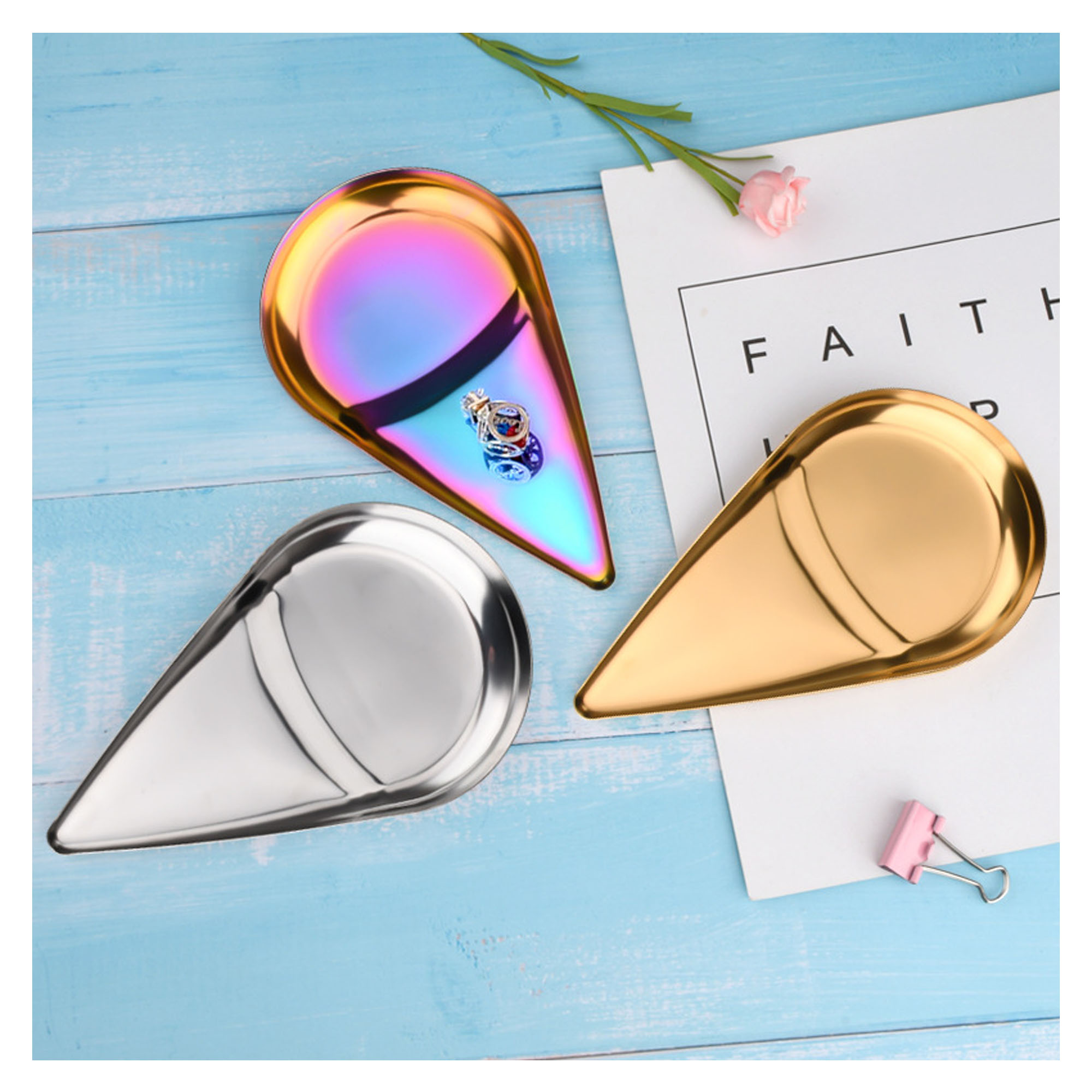 Stainless Steel Luxury Waterdrop-Shaped Tray ?C Sophisticated And Versatile 3