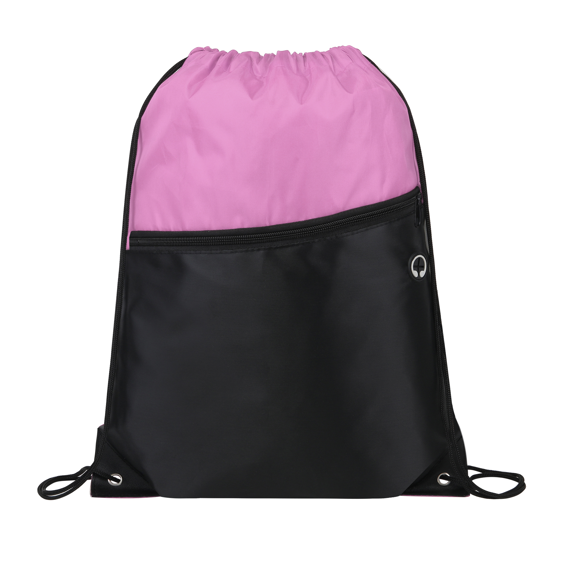 Two-Tone Drawstring Backpack With Front Zipper 3