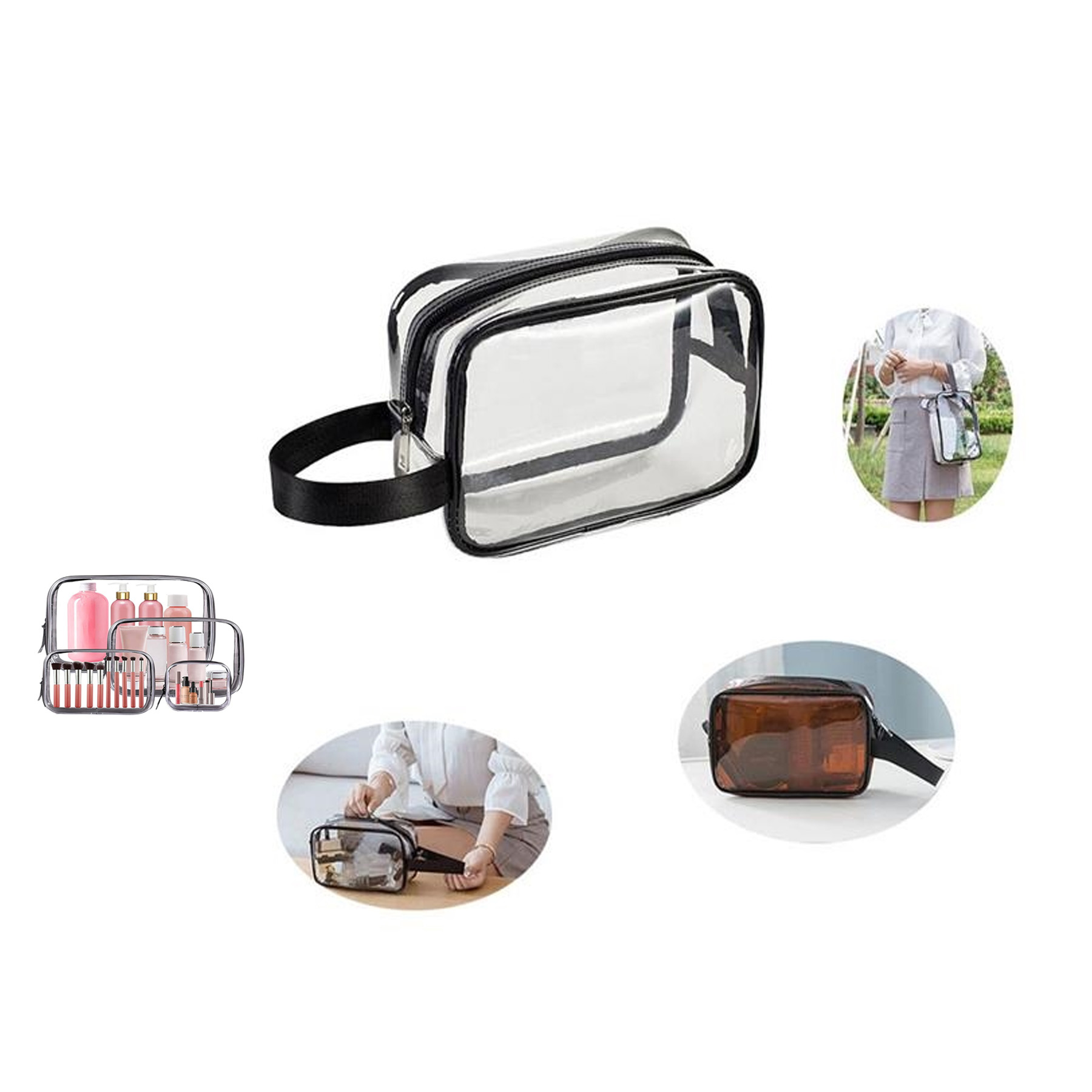 Clear Travel Cosmetic Pouch with Handle 3