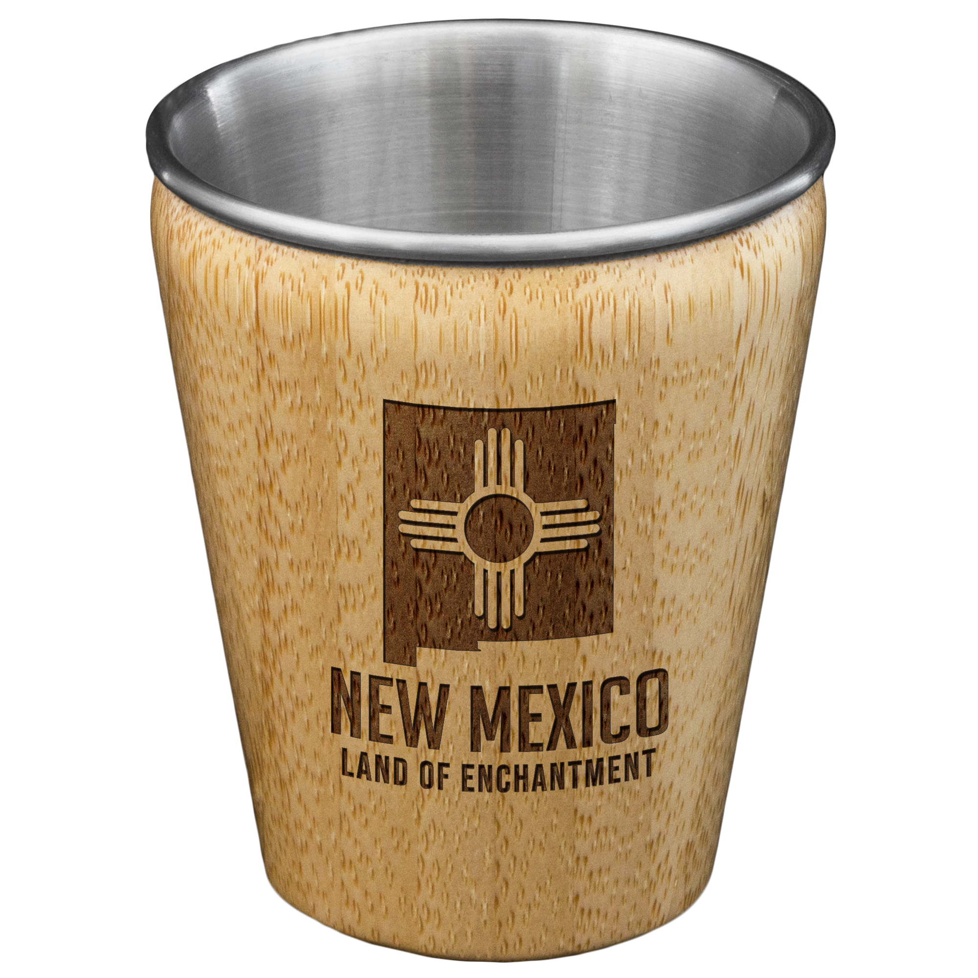 New Mexico State Bamboo and Stainless Steel Shot Glass