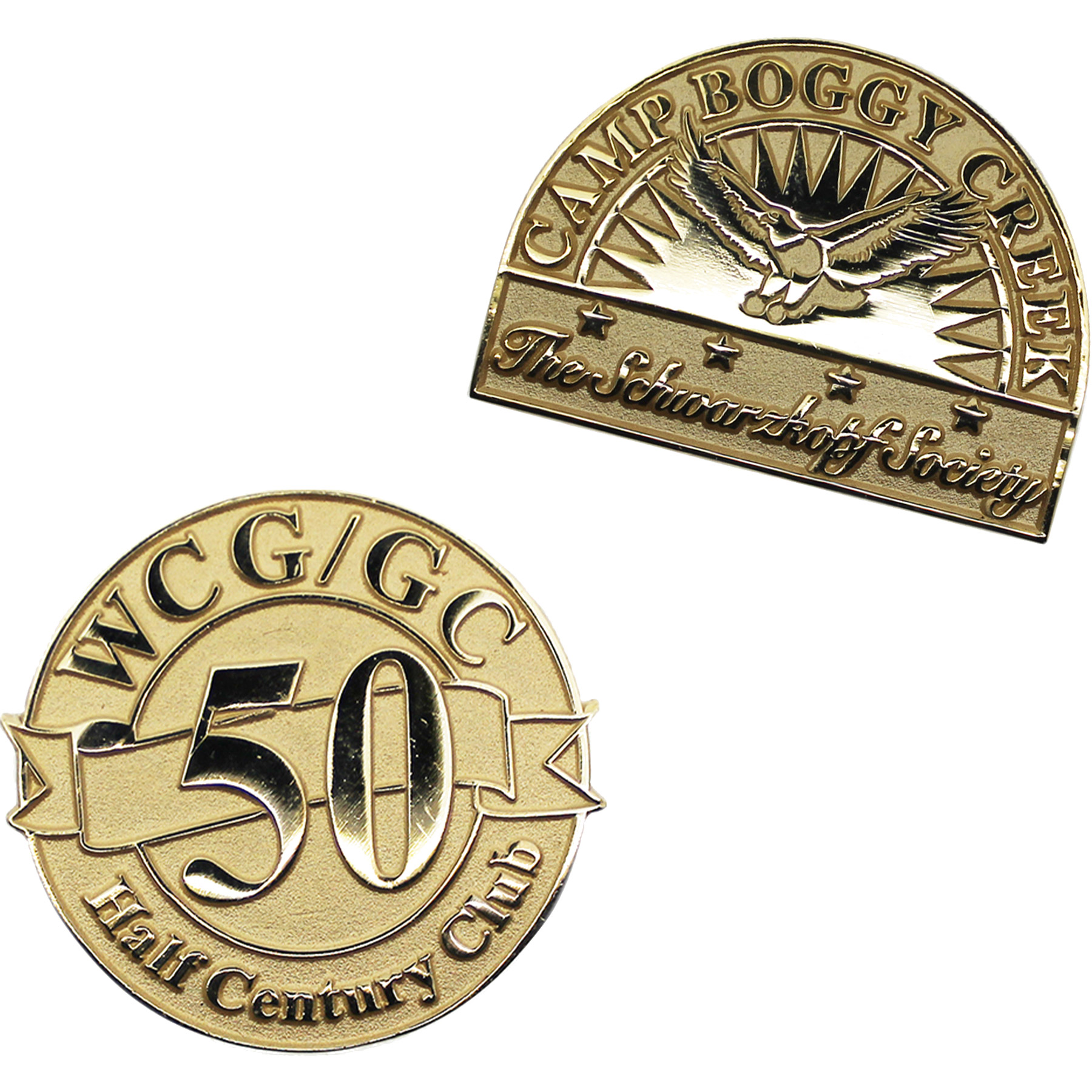 Diestruck Sandblasted Lapel Pins: Copper/Brass 1 1/4" W x 1 1/4" H