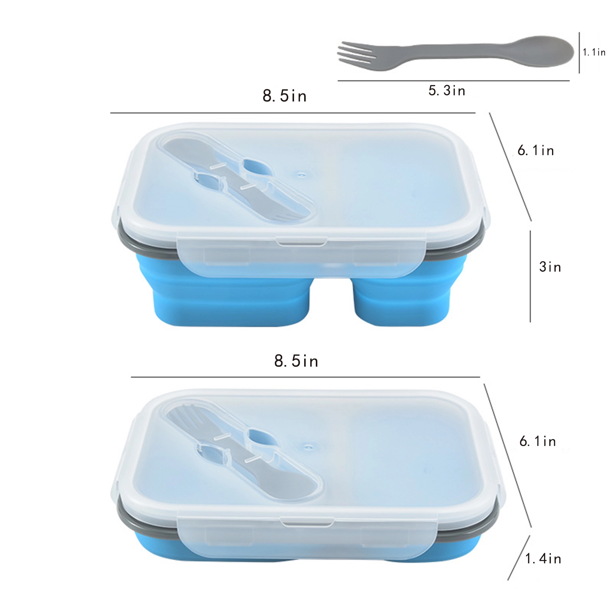 Folding Silicone Food Container With Fork 4