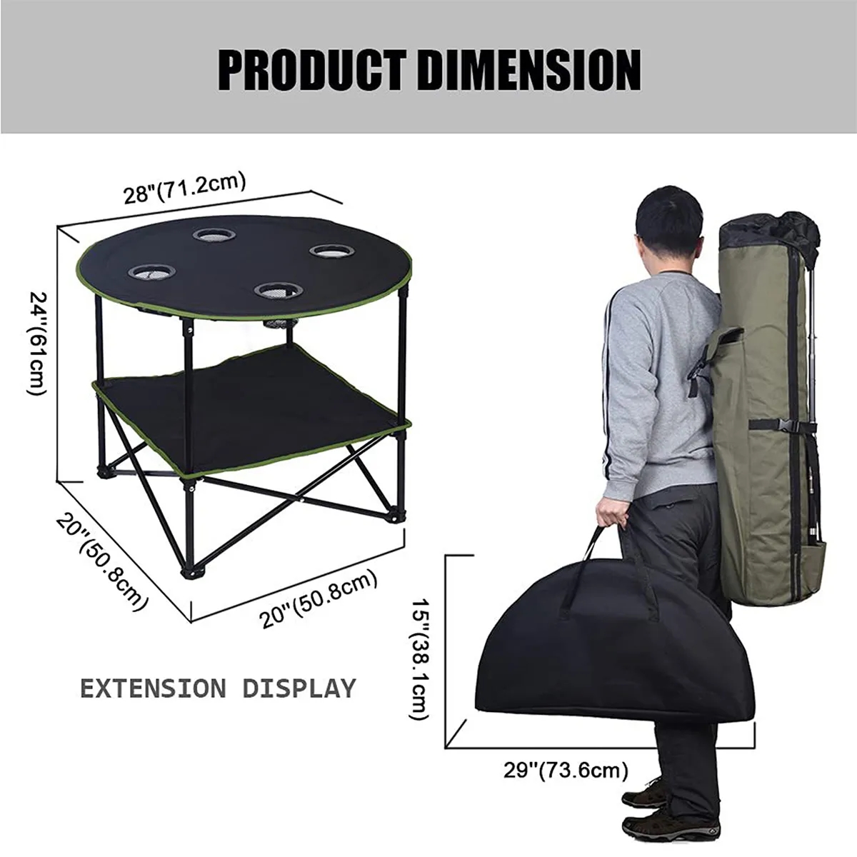 Outdoor Camping portable Foldable table with Cup Holders 4
