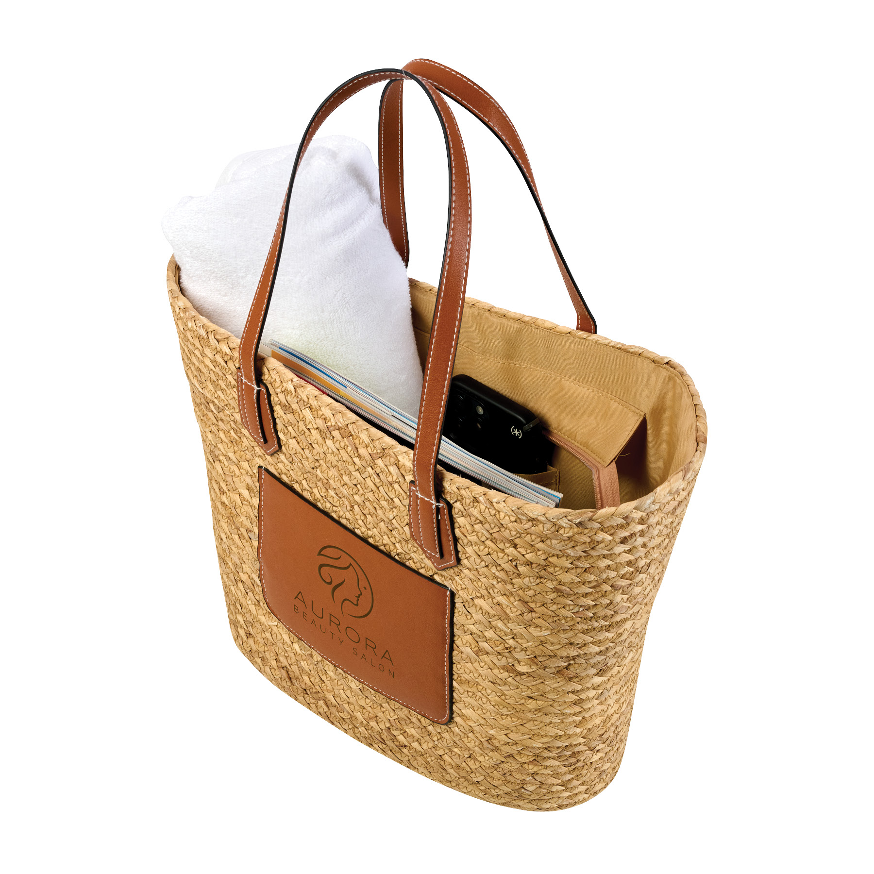 Akena Natural Hyacinth Grass Tote 16