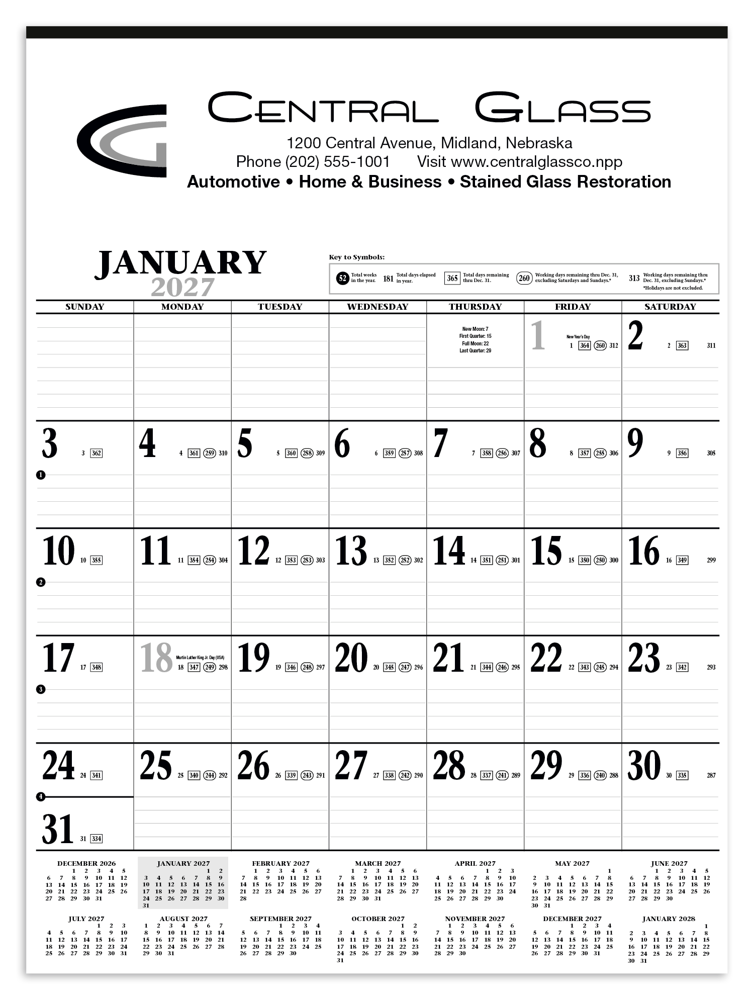 HotLine® Products Large Contractor Calendar 9