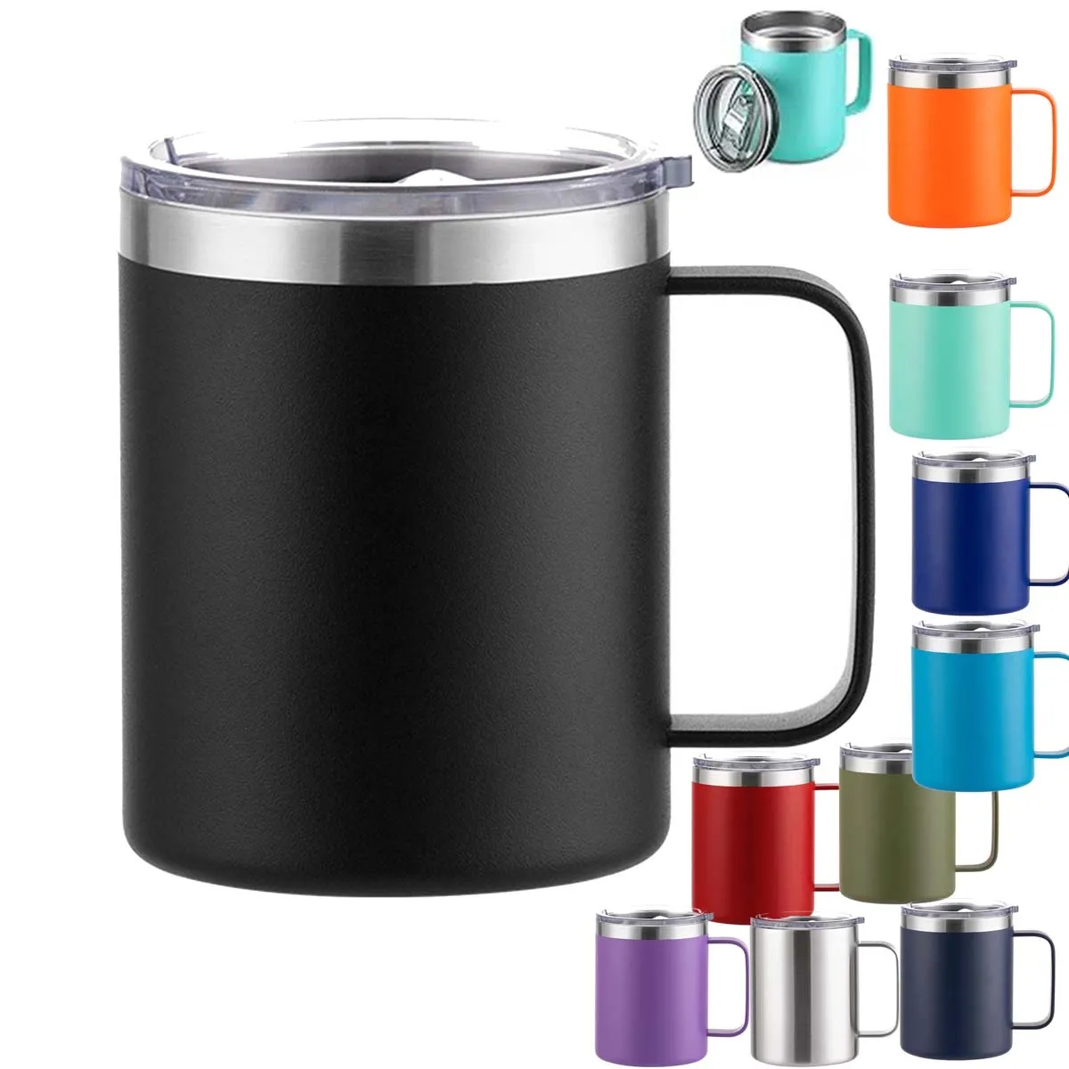 12oz Stainless Steel Insulated Coffee Mug With Handle 11