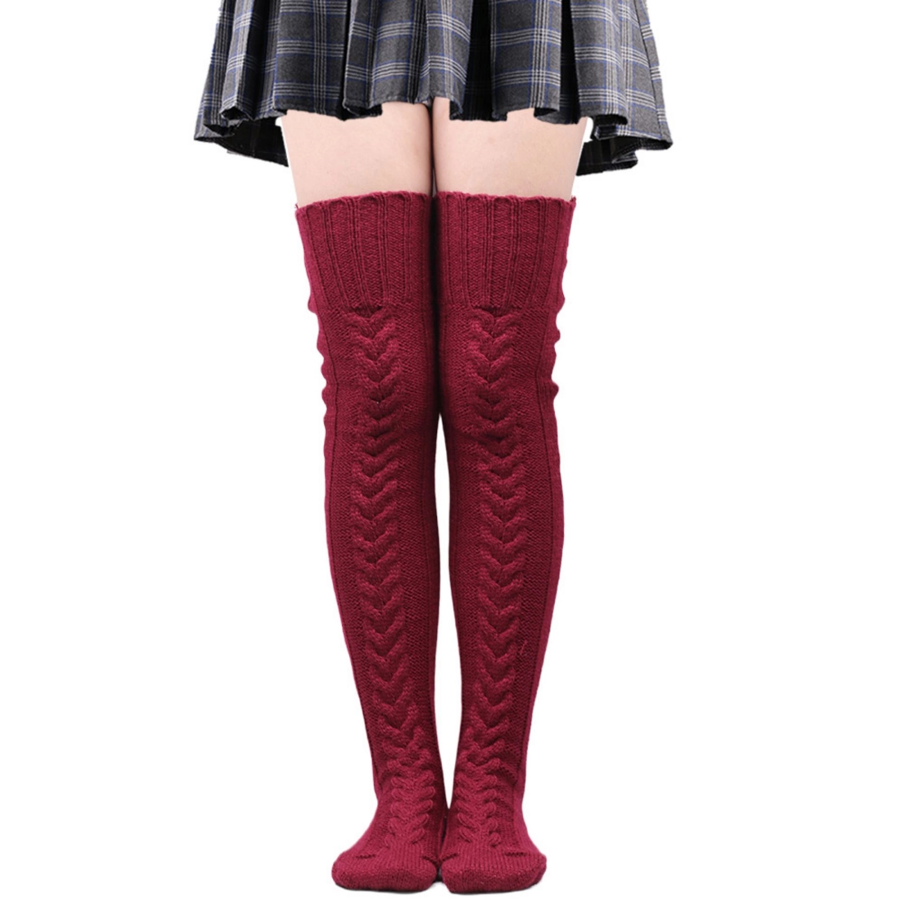 Women'S Cable Knitted Thigh High Boot Socks Extra Long 5