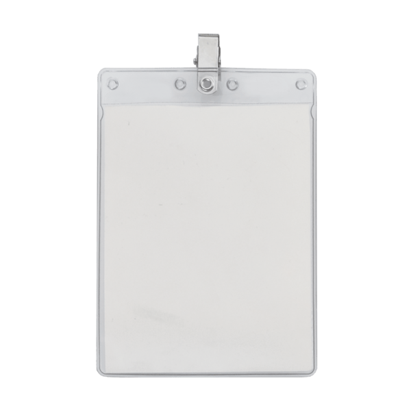 4" x 6" Blank Large Vertical Vinyl Pouch with Bulldog Clip 1