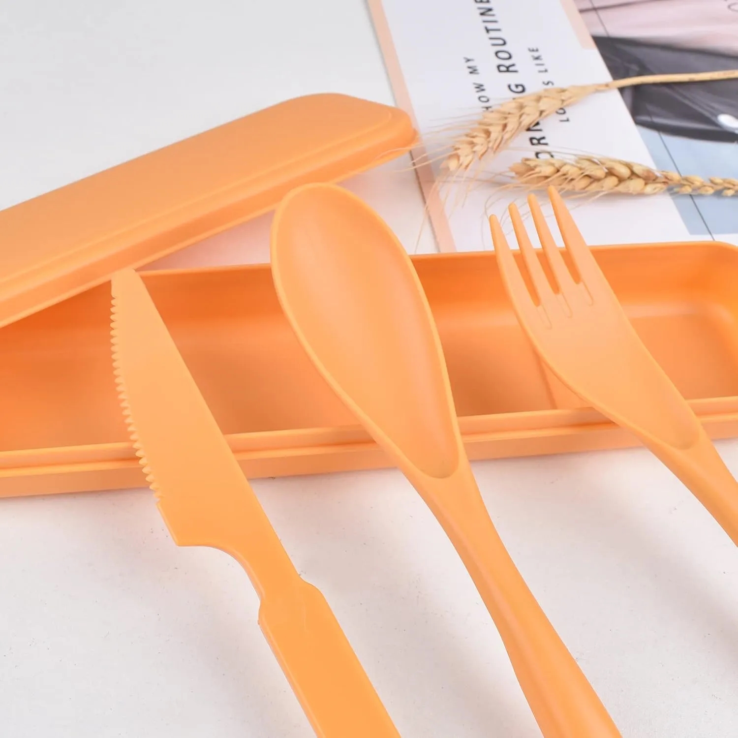 Travel Cutlery Set with Case,Plastic Forks Spoon Tableware. 6
