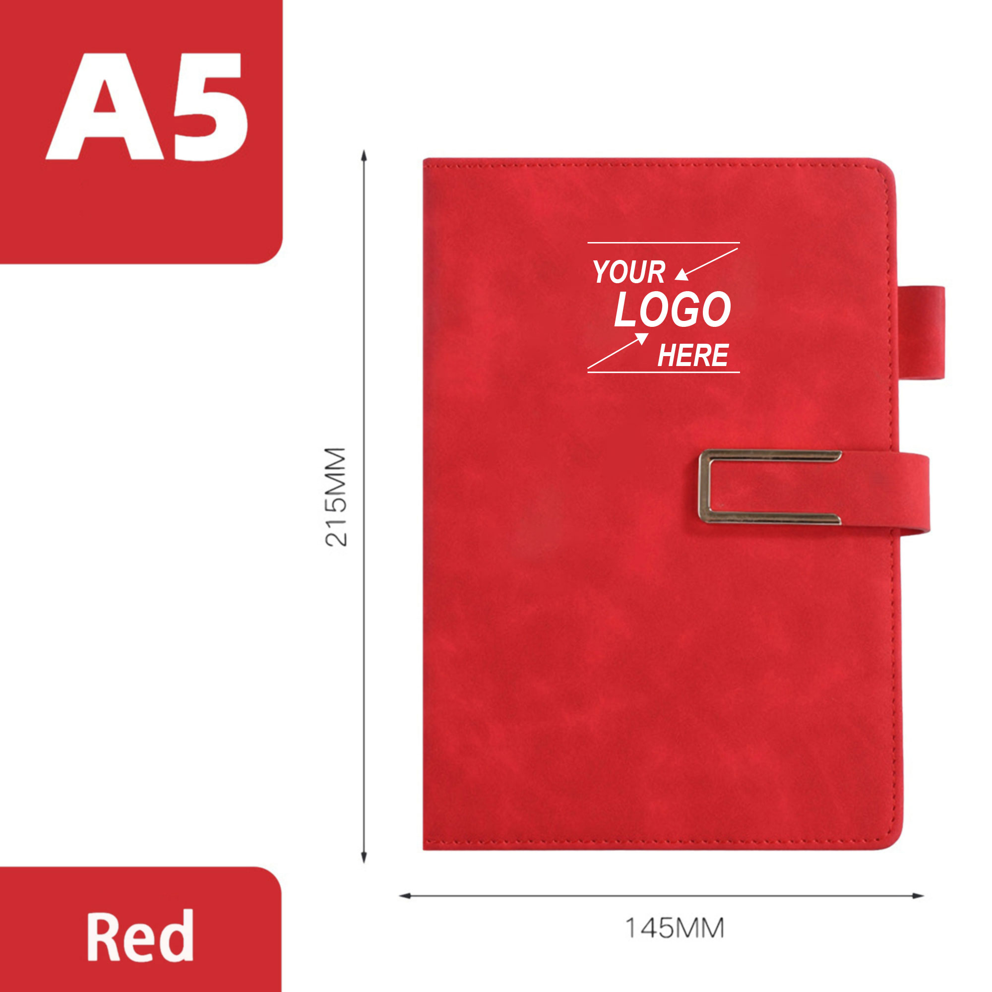 A5 Faux Leather Hardcover Notebook w/Buckle Latch 4