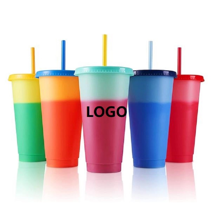 24oz Color Changing Stadium Tumbler & Cup with Lids and Straws 2