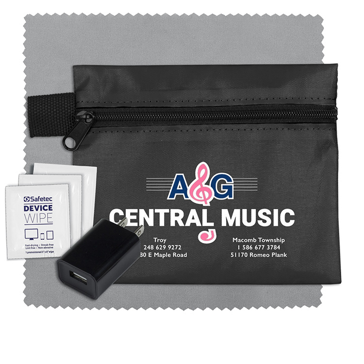 "TECHPACK" Tech Hom and Travel Kit with Microfiber Cleaning Cloth and US Wall Charger 13