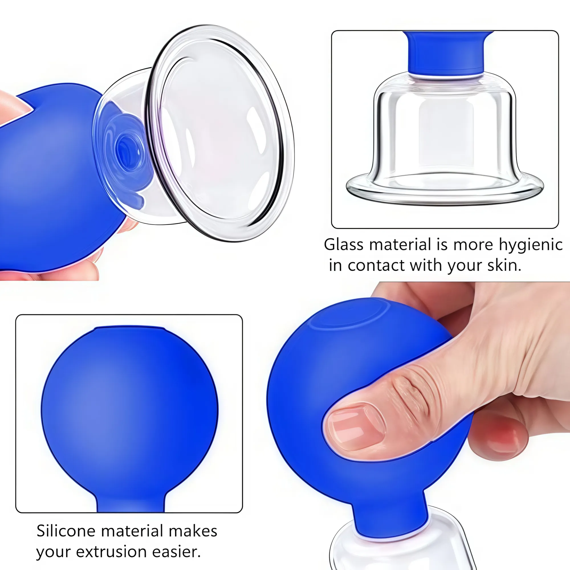 4-Size Facial Cupping Set: Glass & Silicone Massage Cups 1
