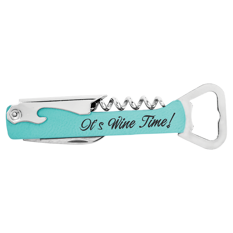 Teal Leatherette Wine Bottle Opener 2