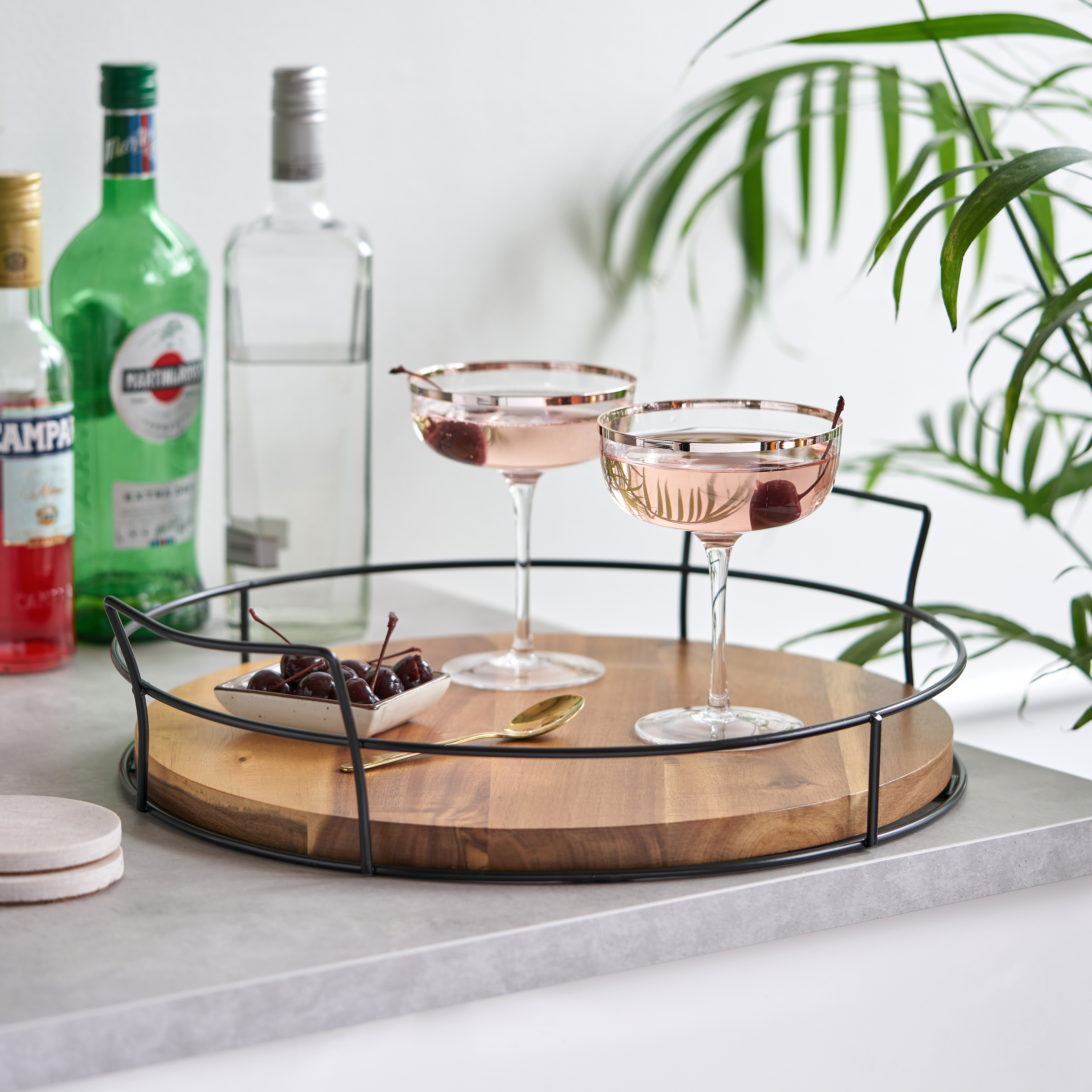 Twine Living® Modern Manor Acacia Cocktail Tray 3