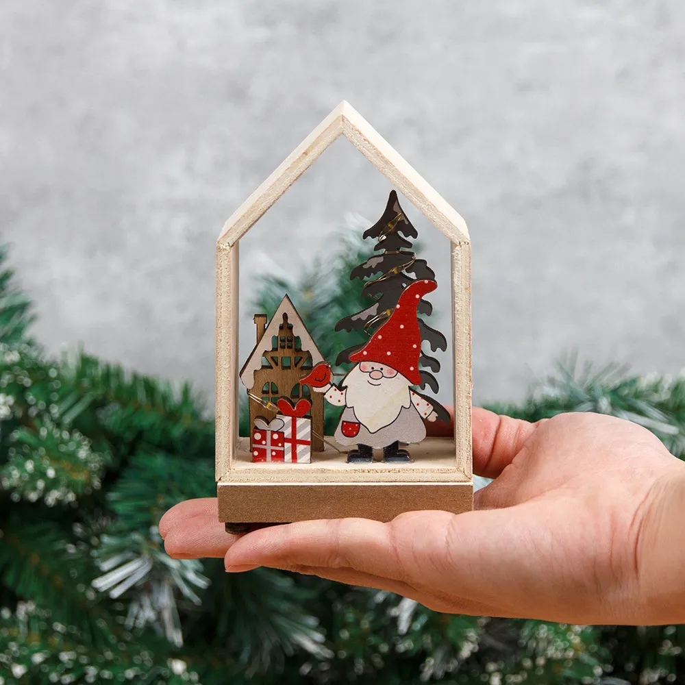 Christmas Wood Cutouts Pendants with LED Lights 6