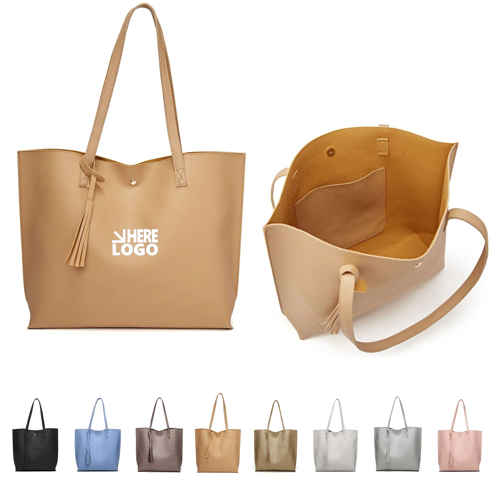 Medium PU Stylish Shoulder Tote Bag, custom tote bag with logo imprint 6