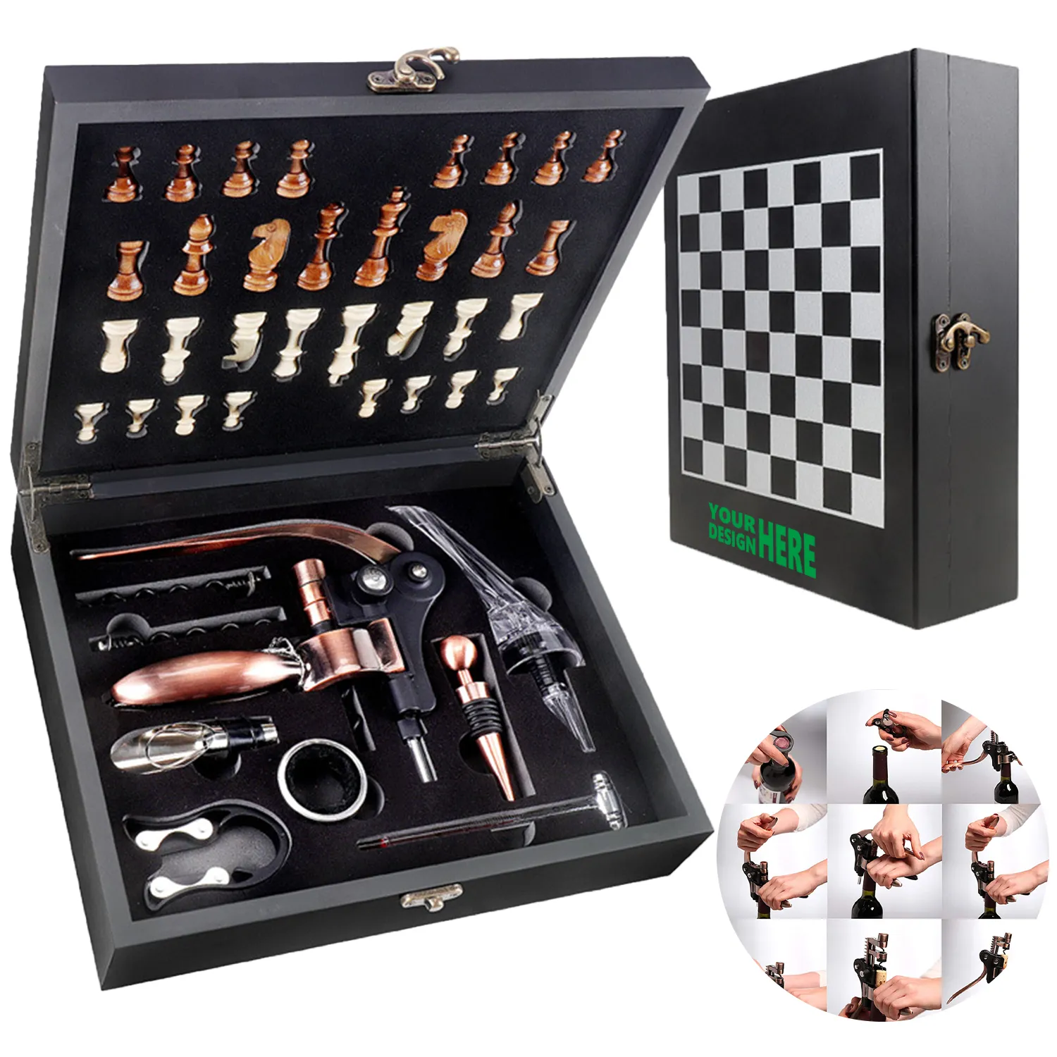 Deluxe Wine Accessories And Chess Gift Set 3