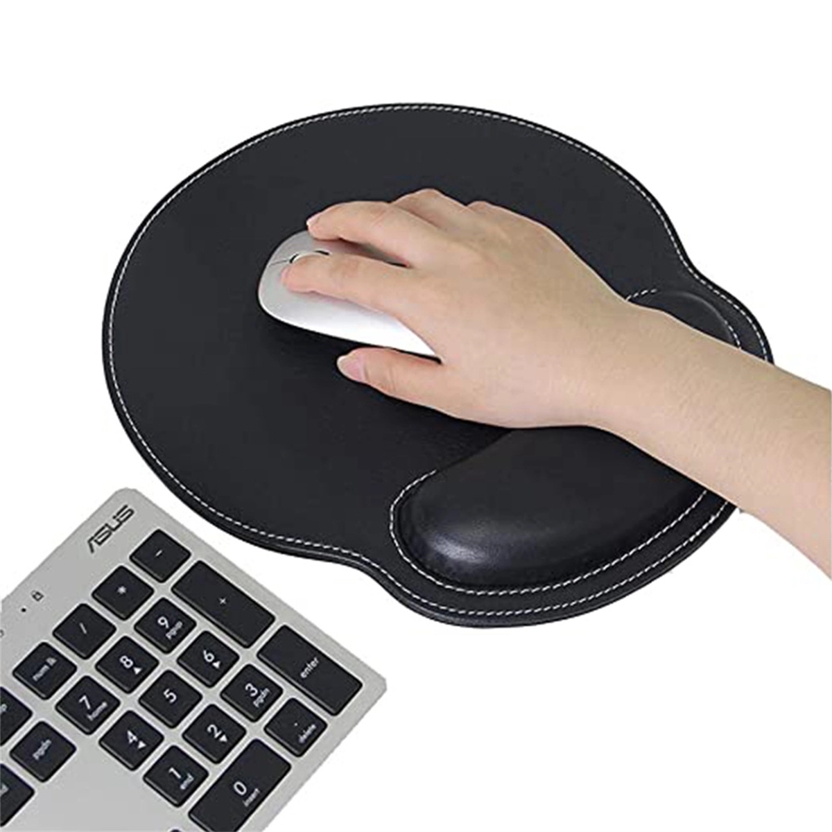 Leather Oval Mousepad with Wrist Rest 2