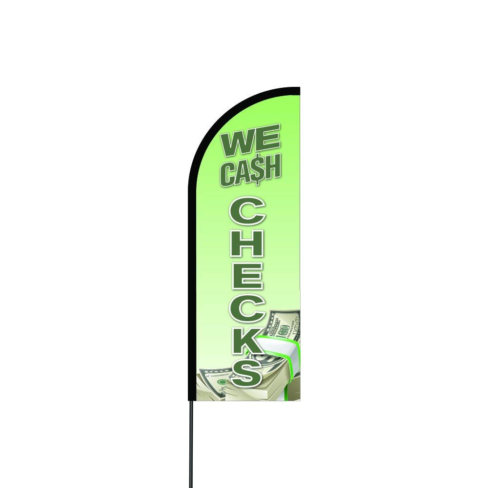 We Cash Checks Flag Kit Hardware 14' Feet Feather Flag Sign Outdoor Banner 2