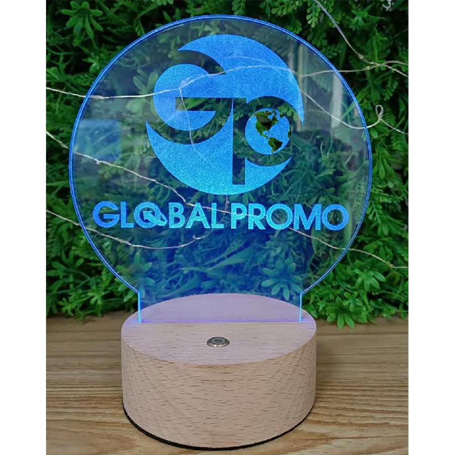 Custom Made To Order 3D Optical Illusion LED Night Light And Lamp With Wood Base 6