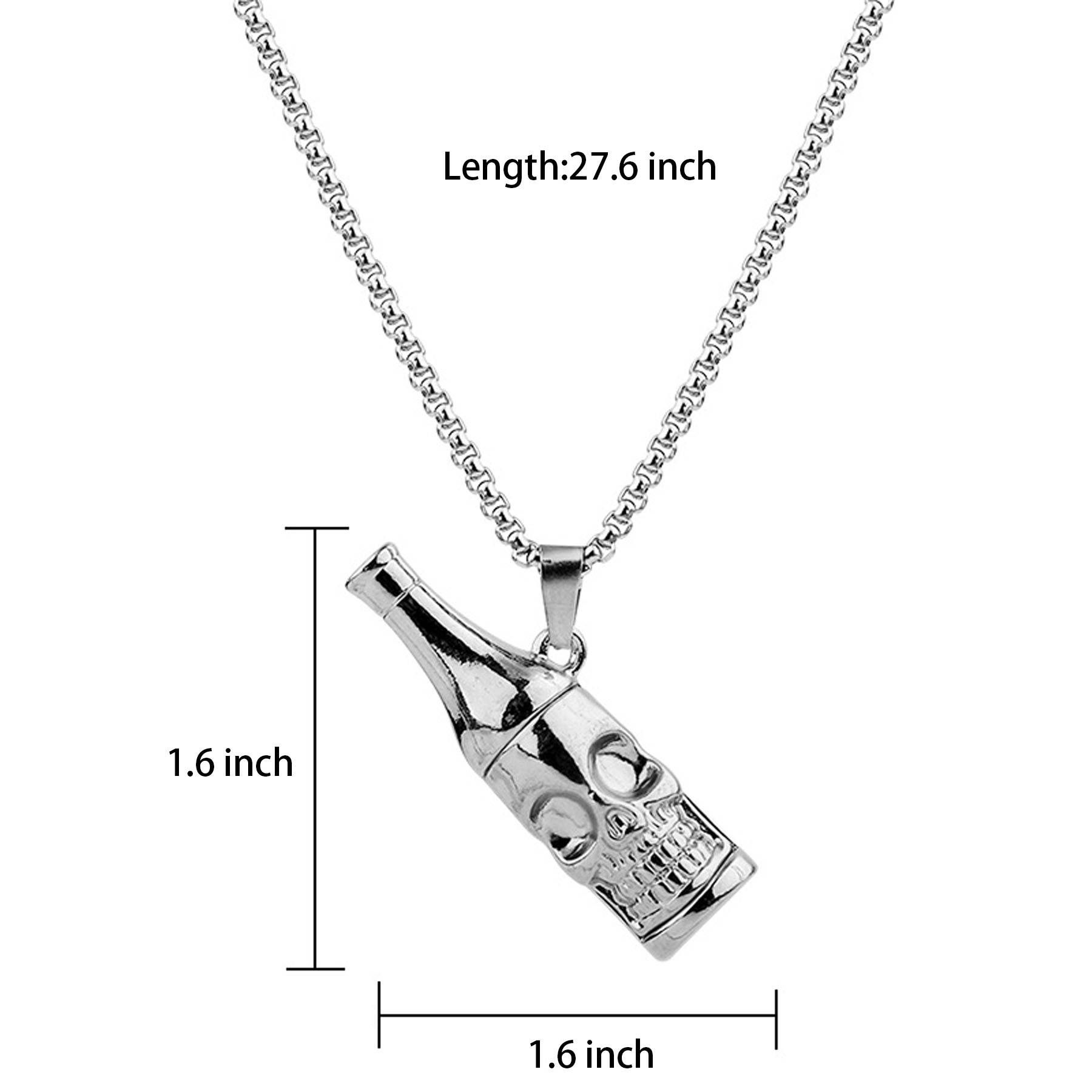 Titanium Steel Skull Beer Bottle Opener Necklace 4