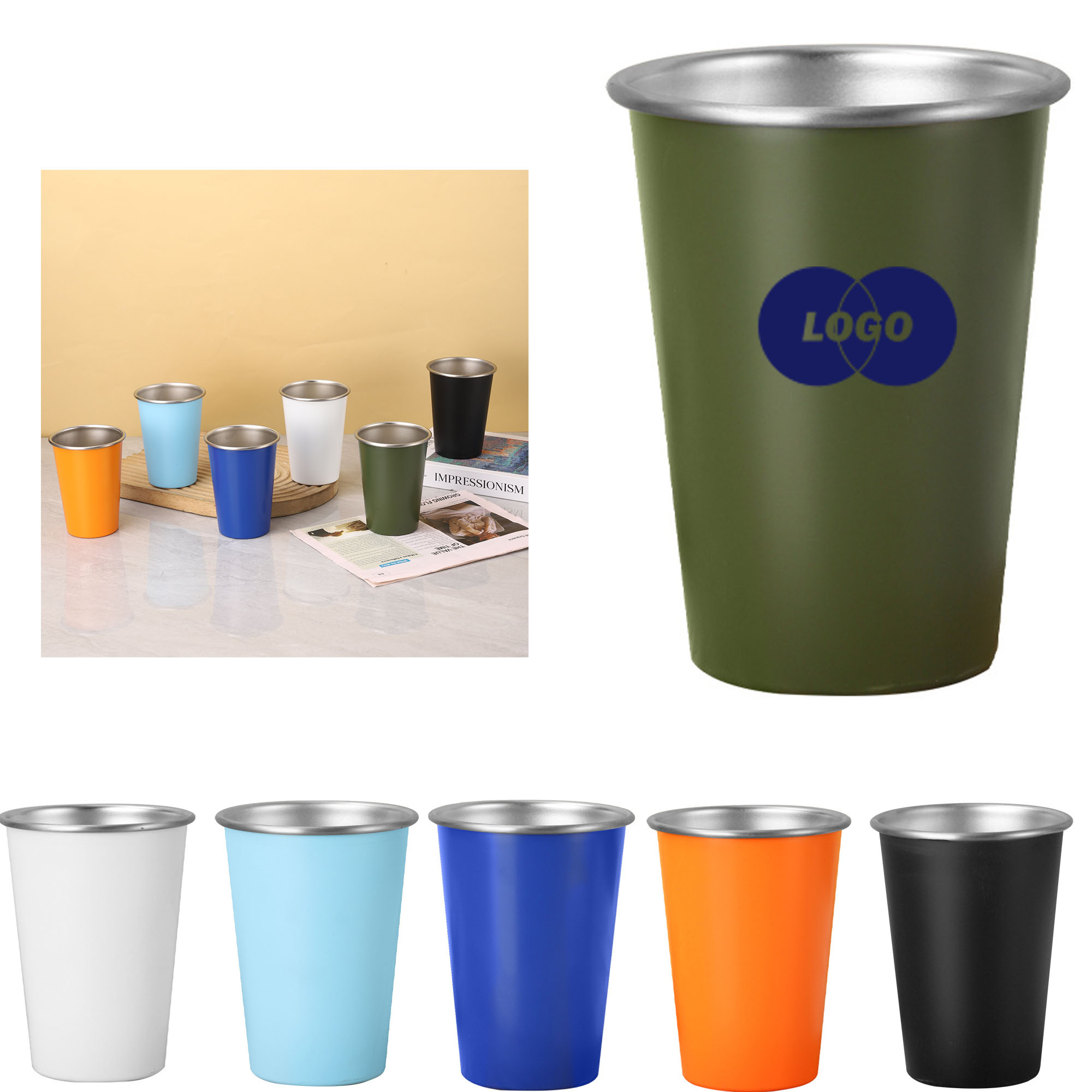 Stainless Steel Cups Customizable Logo 1