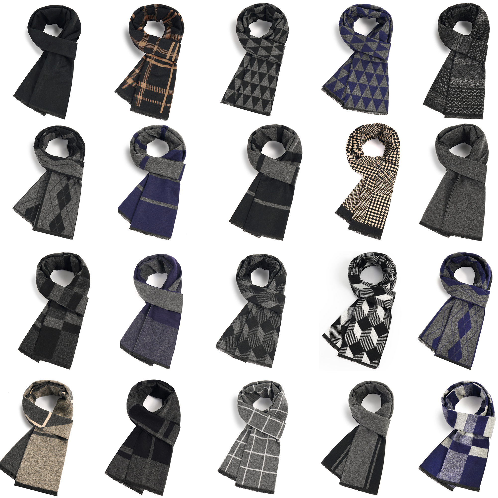 Winter Plaid Faux Cashmere Scarf Shawl 13