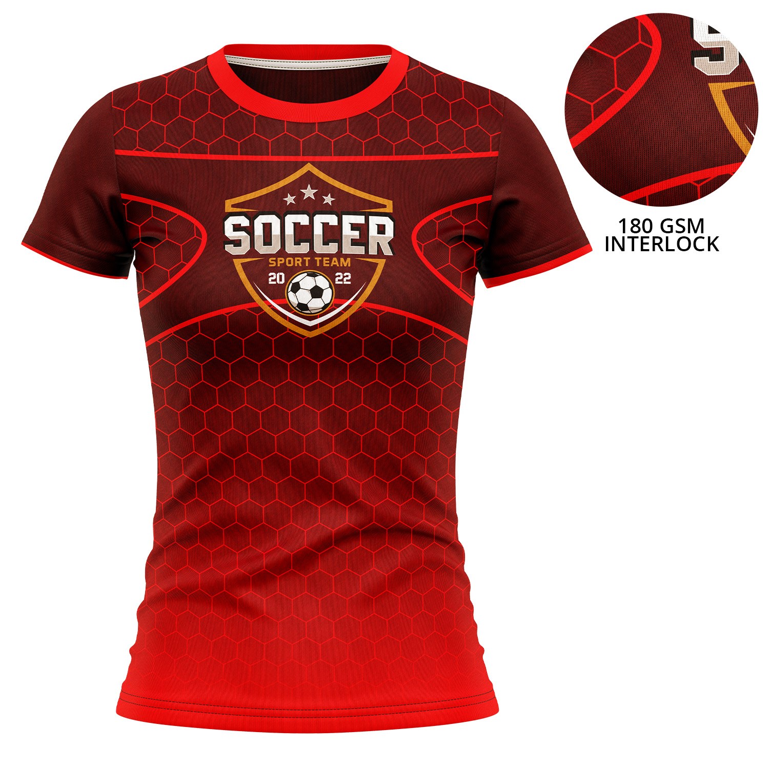 Women's 180 GSM Poly Interlock Sublimation Short Sleeve T-Shirt 3