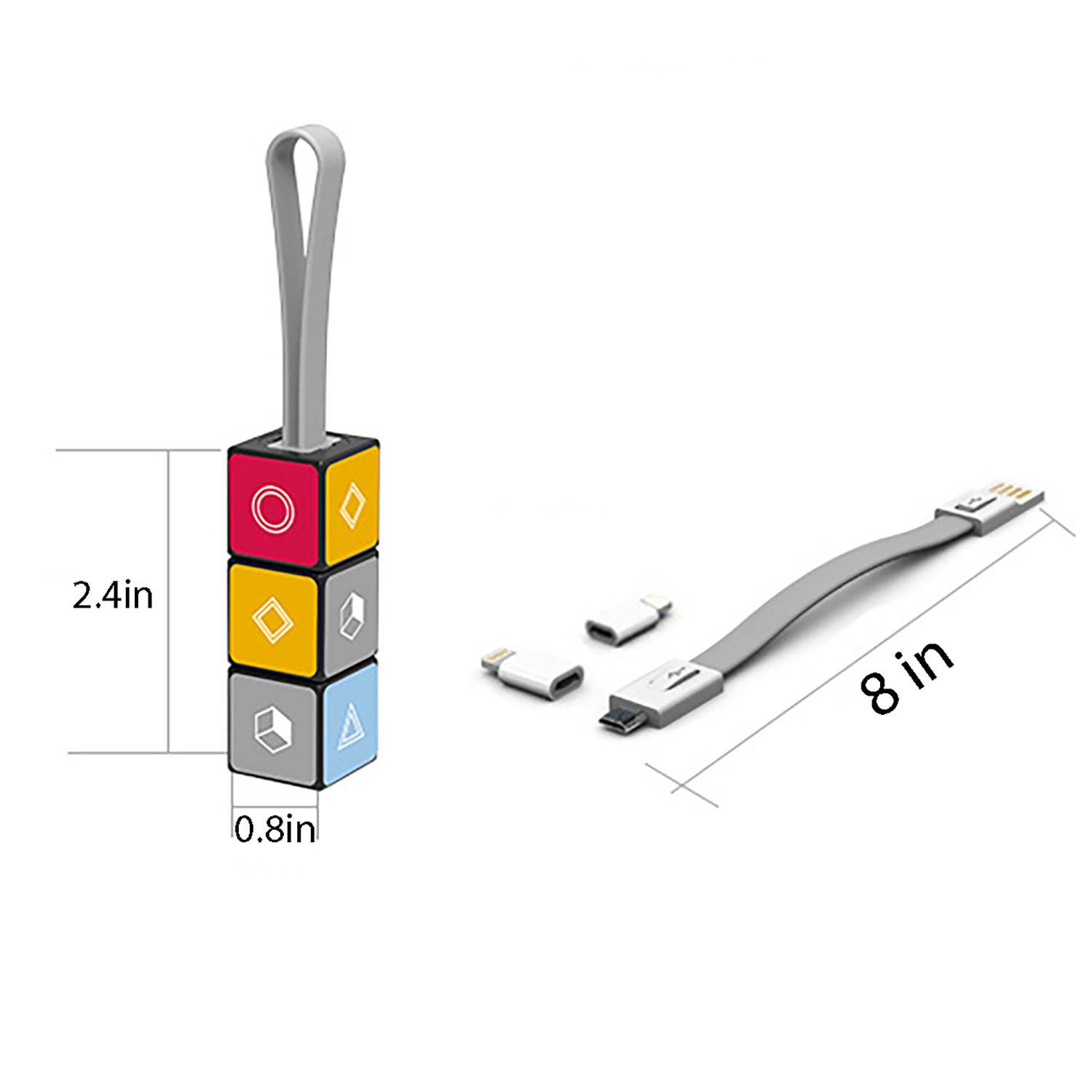Rubik's Cube Decorative Keychain Charger Cord Power Wire 4