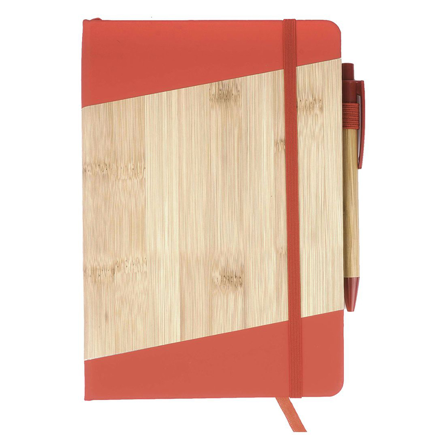 Bamboo Look PU Journal with Matching Strap Closure, Bookmark & Pen Loop 8