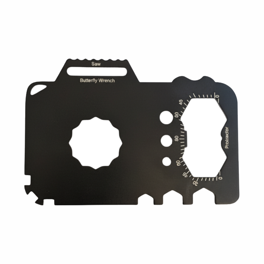 GearCard 21-in-1 Camera-Shaped Multi-Tool Card – Stainless Steel Wallet EDC Gadget 11