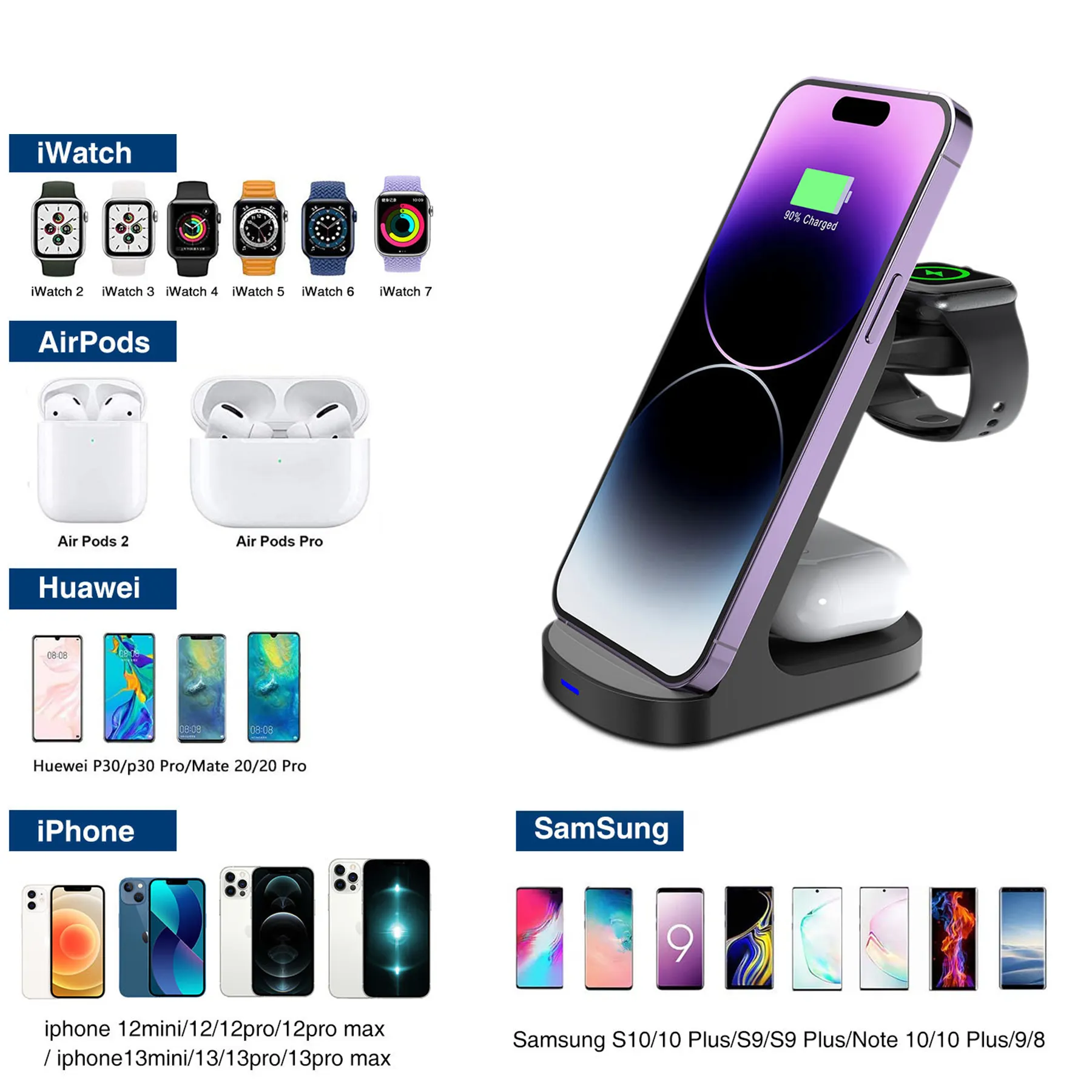 3 in 1 Wireless Charging Dock Phone Charger Station 8