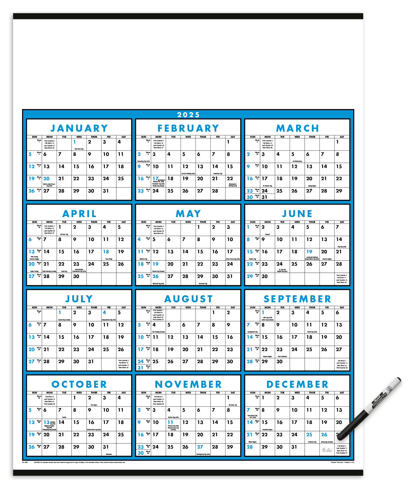Triumph® Calendars Black & White Span-A-Year Non-Laminated Calendar 15